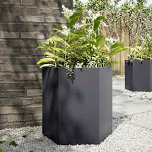 Vrtno korito antracit šestkotnik 46x40x45 cm jeklo