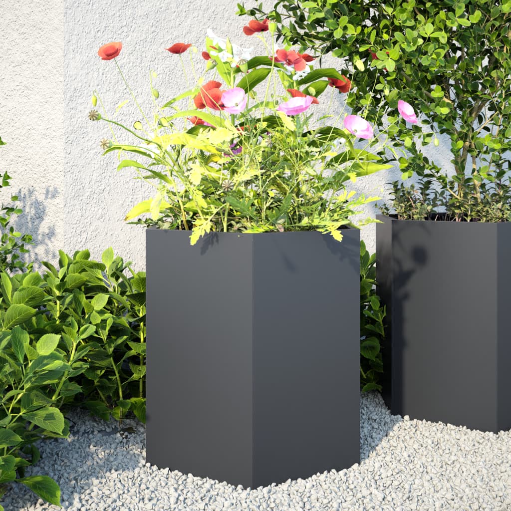 vidaXL Havekrukker 2 stk 46x40x45 cm sekskantet stål antracitgrå