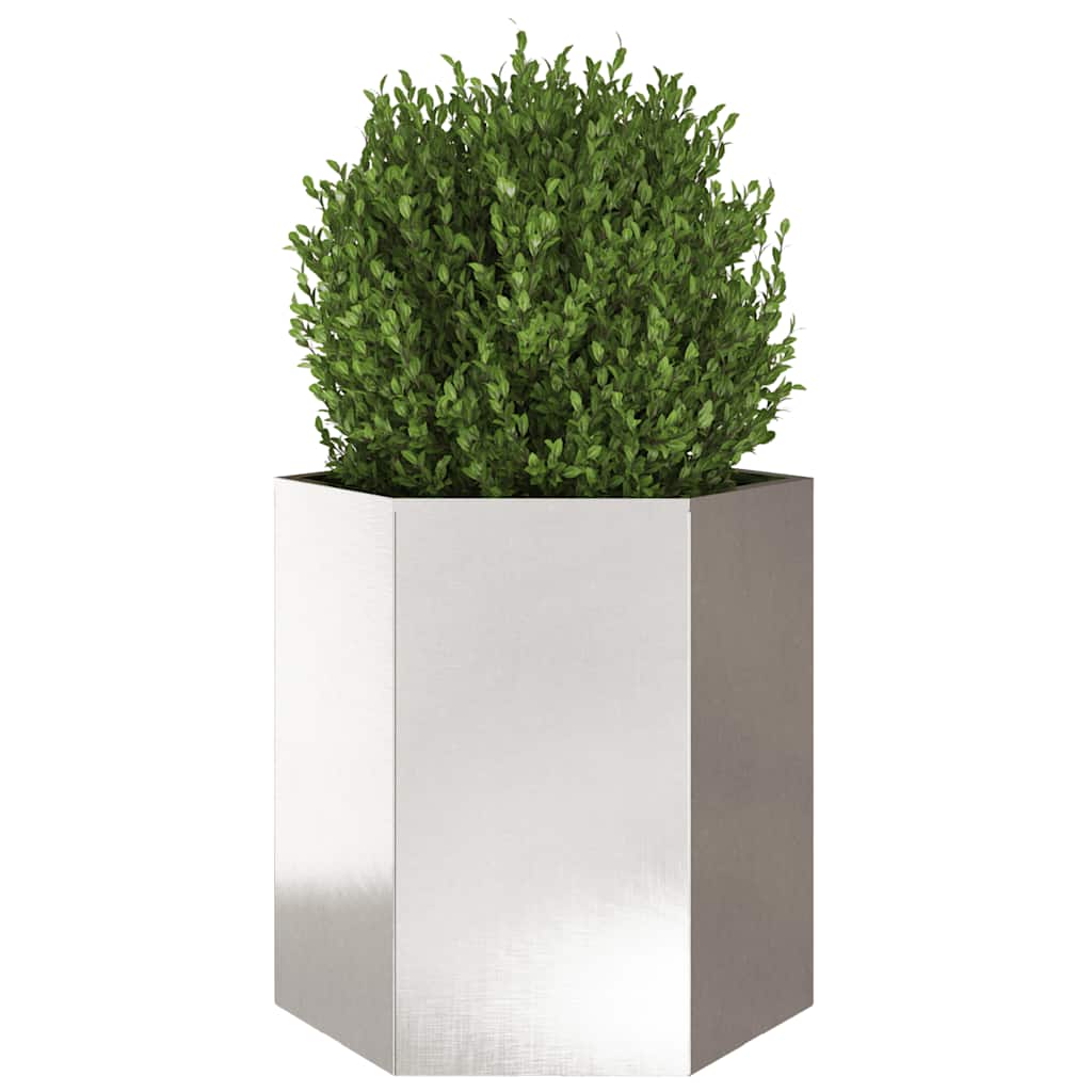 vidaXL Plantenbak zeshoek 46x40x45 cm roestvrijstaal afbeelding