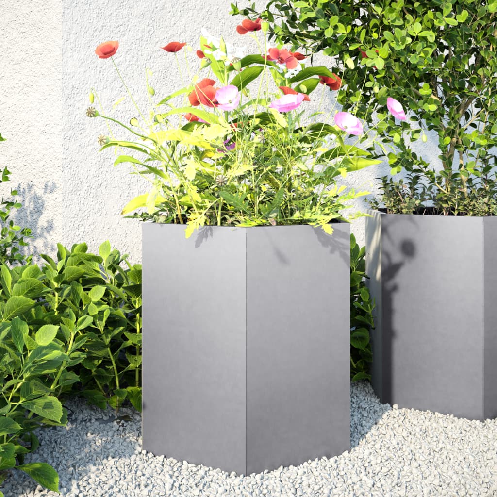 vidaXL Garten-Pflanzgefäße 2Stk.Sechseckig 46x40x45cm Verzinkter Stahl