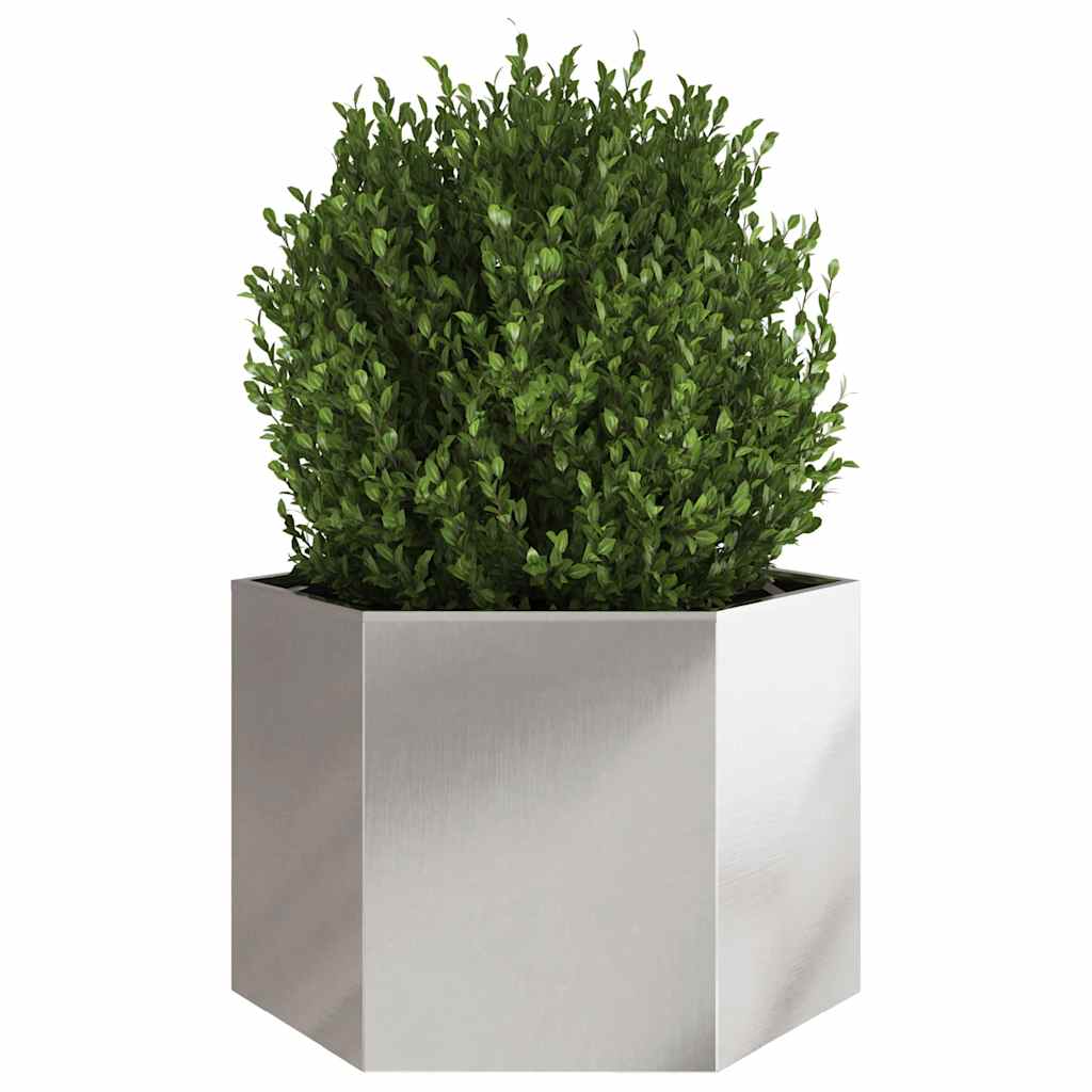 vidaXL Plantenbak zeshoek 69x60x45 cm roestvrijstaal afbeelding
