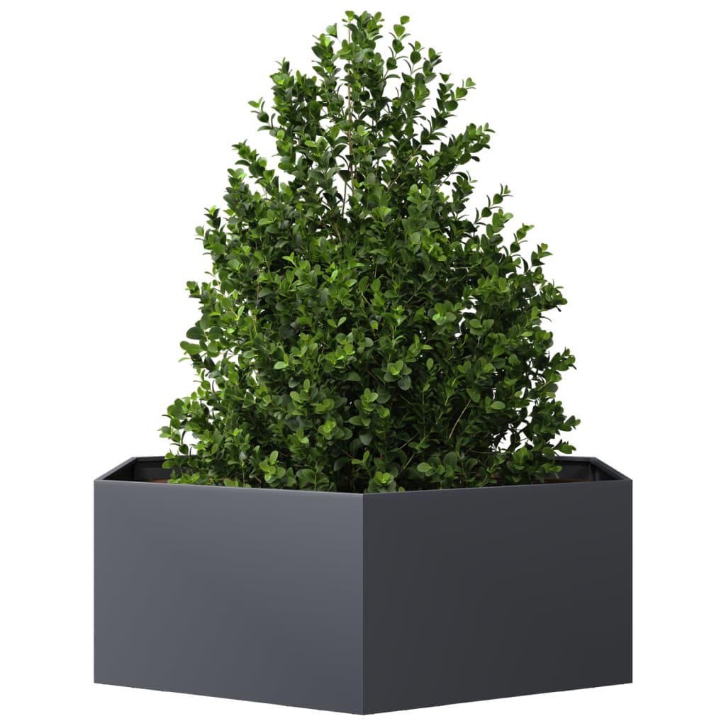 vidaXL Jardinieră de grădină antracit 138x120x45 cm oțel hexagonal