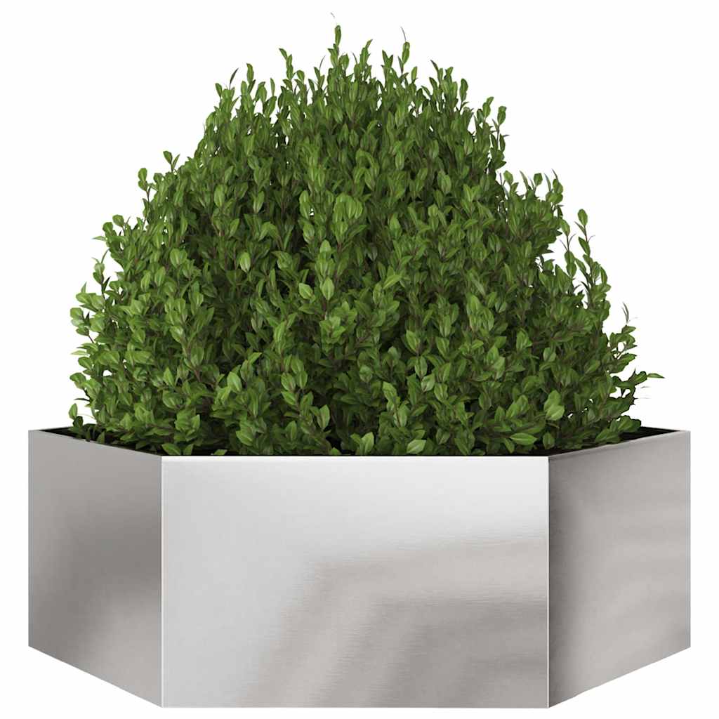 vidaXL Plantenbak zeshoek 138x120x45 cm roestvrijstaal afbeelding