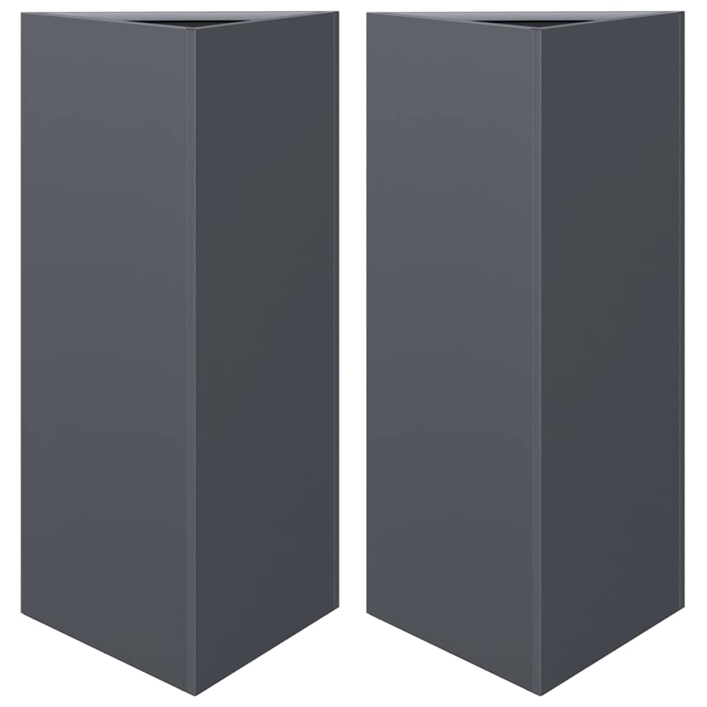 vidaXL Záhradné kvetináče 2 ks antracit trojuholník 40x34,5x75 cm oceľ