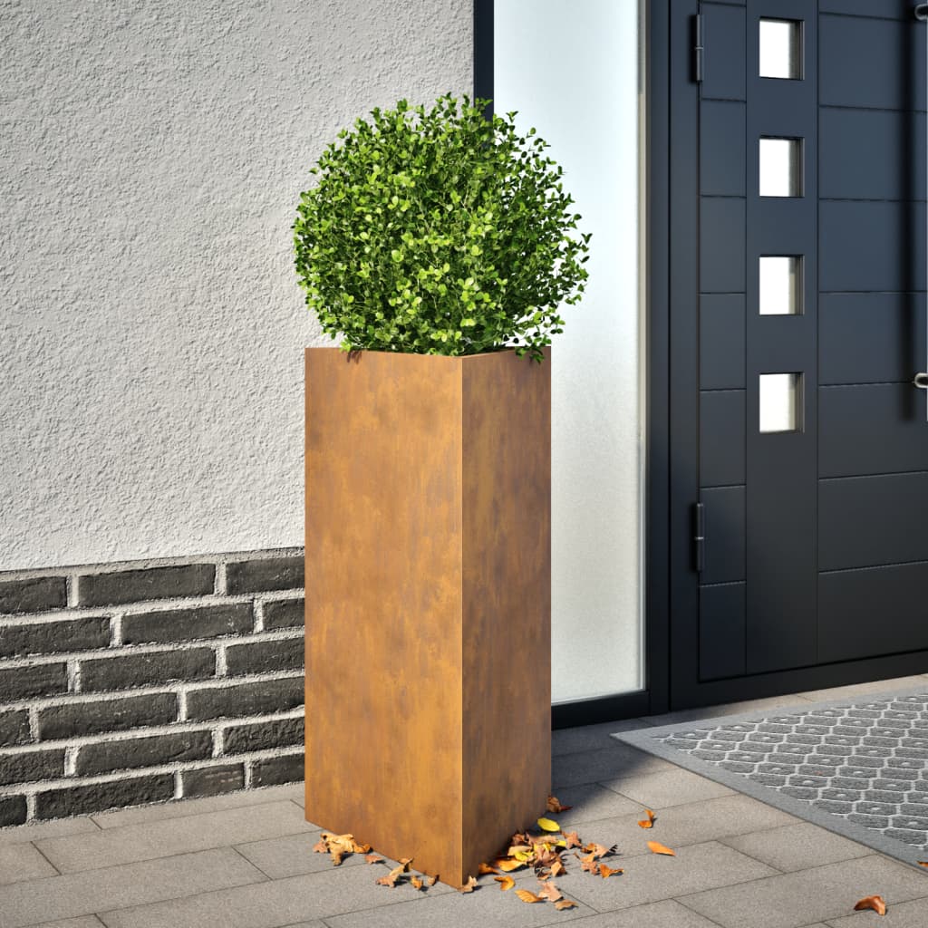 Fioriera da Giardino Triangolare 40x34,5x70 cm Acciaio Corten