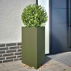 Vrtno korito olivno zelena trikotna 50x43x75 cm jeklo