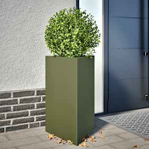 Vrtna visoka greda 2 kosa olivna trikotna 50x43x75 cm jeklo