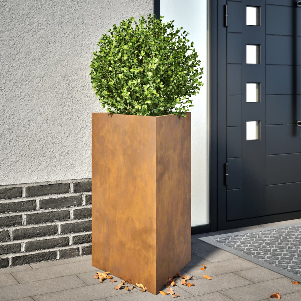 vidaXL Jardiniere grădină, 2 buc., 50x43x75 cm, oțel corten, triunghi