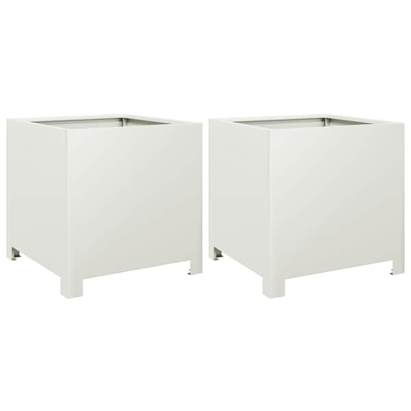 vidaXL aia taimekastid 2 tk, valge, 40x40x40 cm, teras