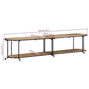 TV stolek 200 x 42 x 40 cm masivní hrubé mangovníkové dřevo - obrázek 11