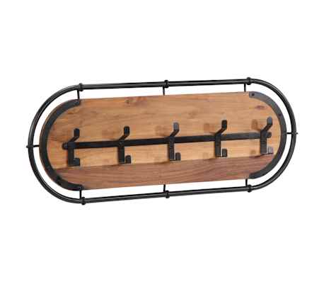 vidaXL Wandgarderobe mit 5 Haken Massivholz Akazie