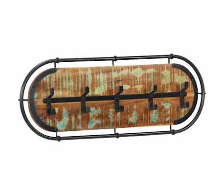 vidaXL Cuier haine montat pe perete cu 5 c&acirc;rlige, lemn masiv reciclat