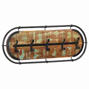 vidaXL Cuier haine montat pe perete cu 5 c&acirc;rlige, lemn masiv reciclat