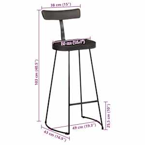 Bar Stooli 2 kosa Črna 49x43x103 cm Masivni les Mango - slika 9