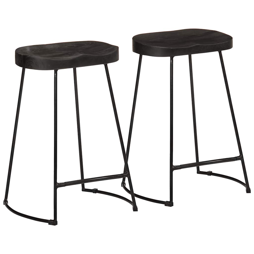 vidaXL Scaune de bar 2 buc Negru 45x40x62 cm lemn masiv de mango