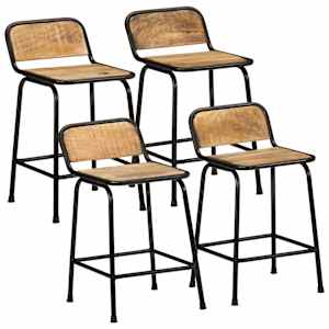 Barski stolčki 4 črni 46x35,5x70 cm trden mangov les