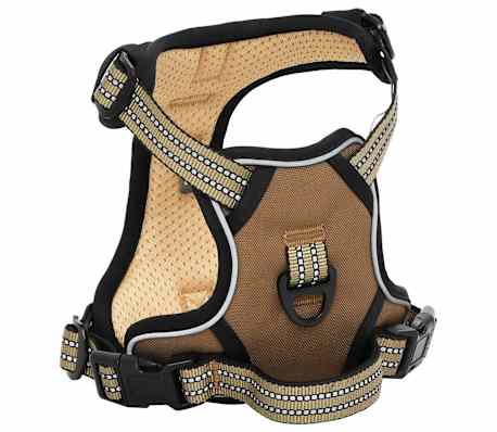 vidaXL Harnais pour chien et bandes r&eacute;fl&eacute;chissantes r&eacute;glables marron S