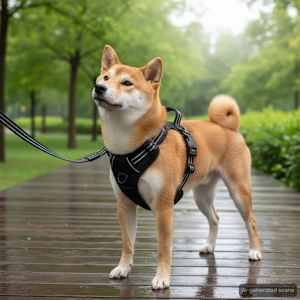 Postroj pro psy s reflexními popruhy nastavitelný hnědý M - obrázek 1