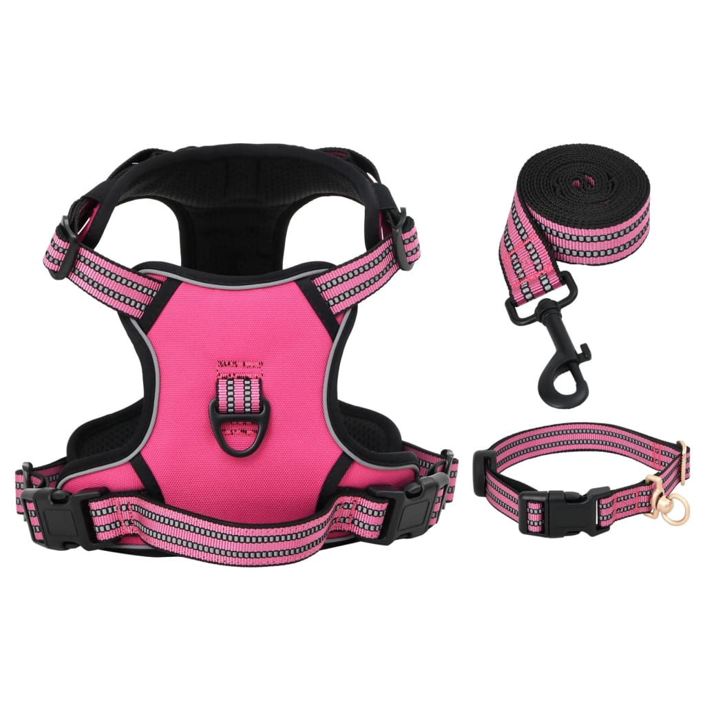 Thumbnail - vidaXL Hundegeschirr mit Leine & Halsband Verstellbar Rosa S