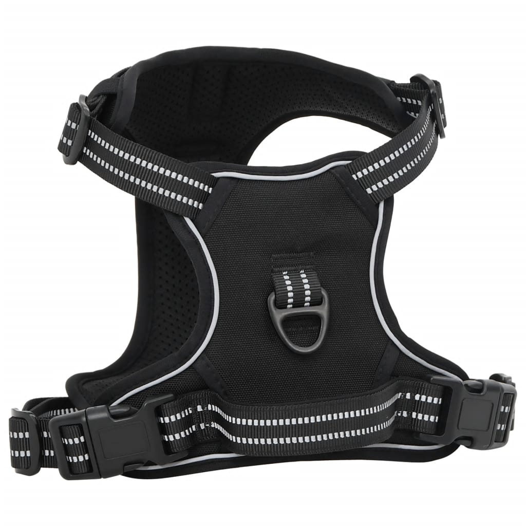 vidaXL Hondentuigje met riem en halsband verstelbaar M zwart afbeelding