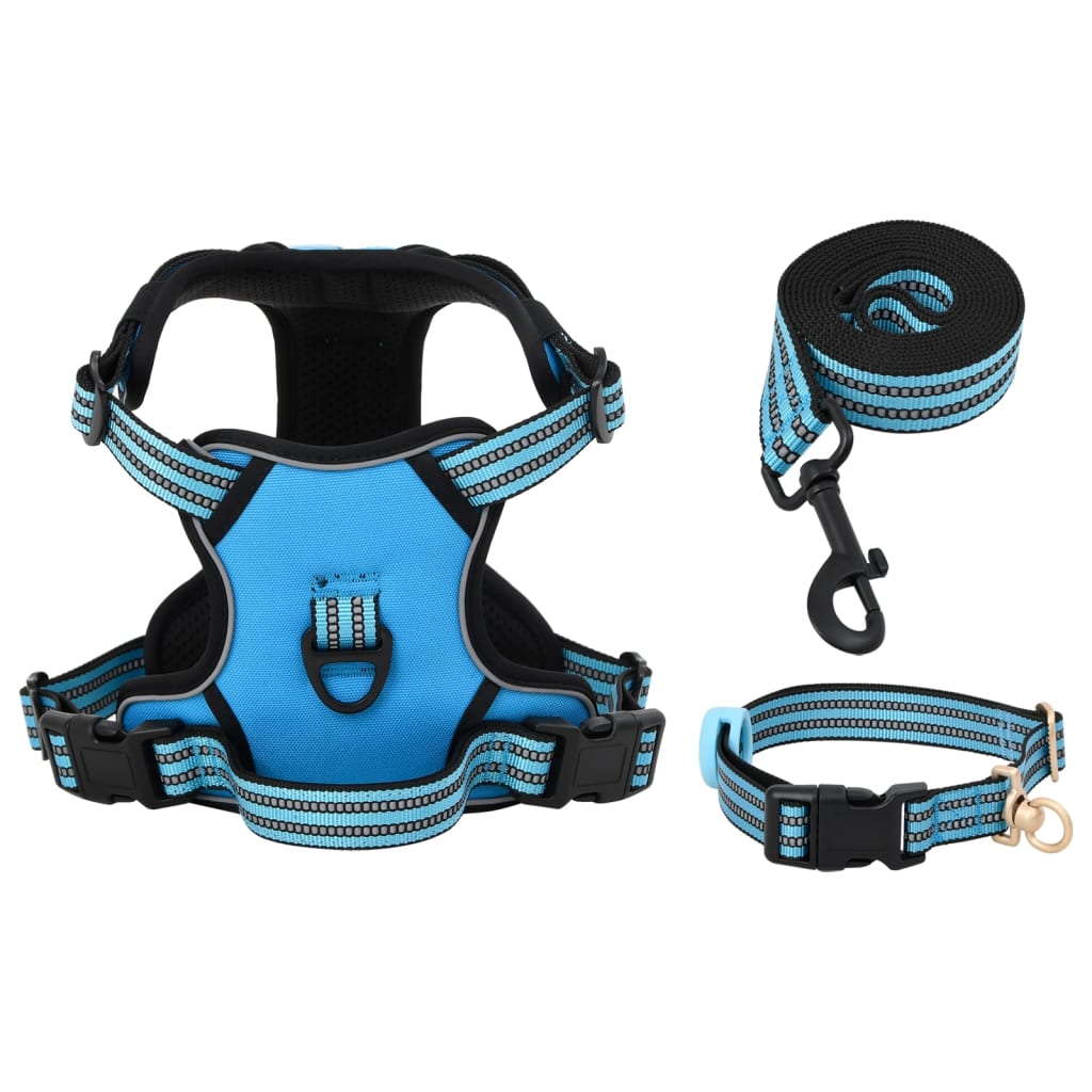 Thumbnail - vidaXL Hundegeschirr mit Leine & Halsband Verstellbar Blau XL