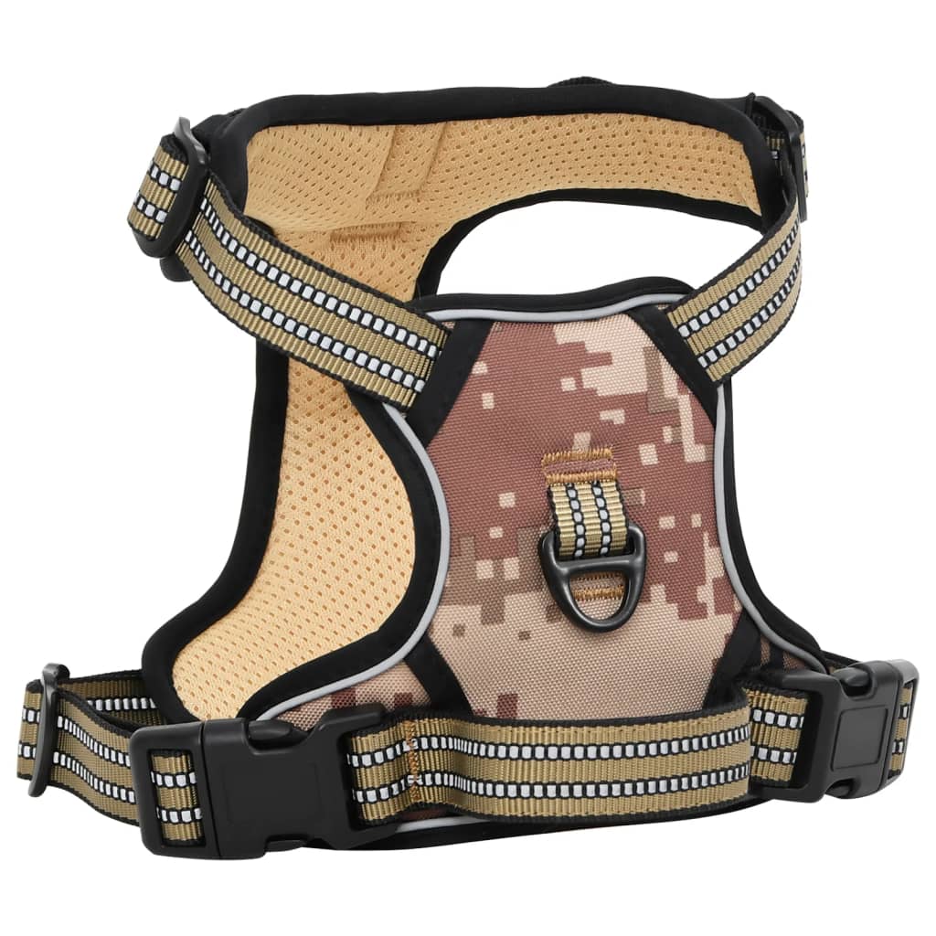 vidaXL Ham pentru câini cu plumb și guler, reglabil, camuflaj maro, XL
