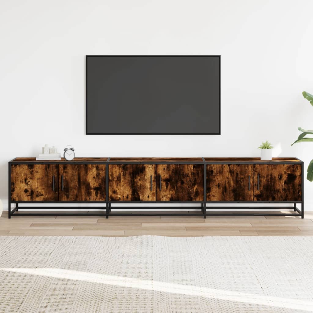 vidaXL Tv-meubel 210x35x41 cm bewerkt hout gerookt eikenkleurig afbeelding