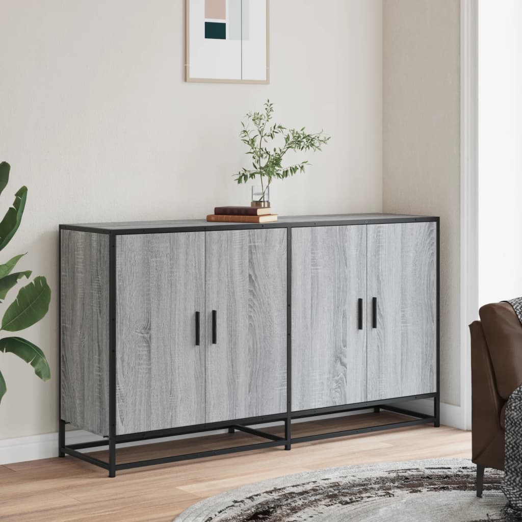 vidaXL Dressoir 134x35x76 cm bewerkt hout grijs sonoma eikenkleurig afbeelding