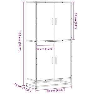 Skříň highboard šedá sonoma 68 x 35 x 139 cm kompozitní dřevo - obrázek 10