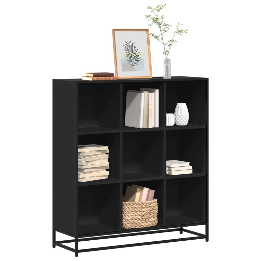 vidaXL Bibliotecă, negru, 97,5x33x107,5 cm, lemn prelucrat și metal