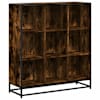 vidaXL raamatualus, suitsutamm, 97,5x33x107,5 cm, tehispuit ja metall