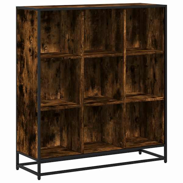 vidaXL raamatualus, suitsutamm, 97,5x33x107,5 cm, tehispuit ja metall