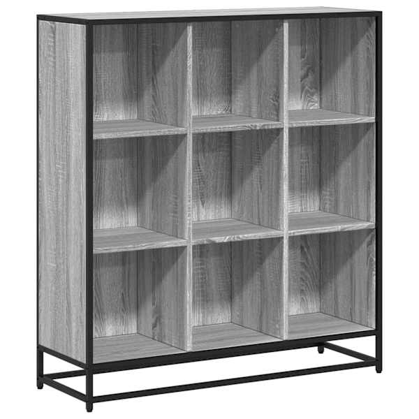 vidaXL raamatualus, hall Sonoma, 97,5x33x107,5 cm, tehispuit ja metall