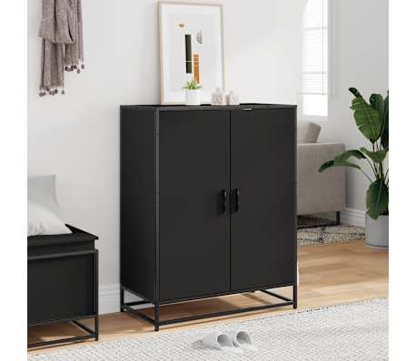 vidaXL Pantofar, negru, 75x38x97,5 cm, lemn prelucrat/metal