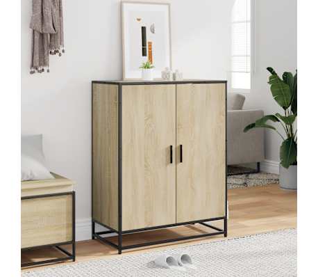 vidaXL Armoire &agrave; chaussures ch&ecirc;ne sonoma bois d'ing&eacute;nierie et m&eacute;tal