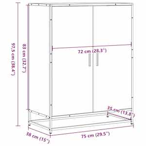 Botník dub sonoma 75 x 38 x 97,5 cm kompozitní dřevo a kov - obrázek 10