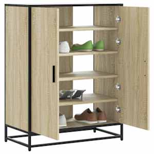 Botník dub sonoma 75 x 38 x 97,5 cm kompozitní dřevo a kov - obrázek 1