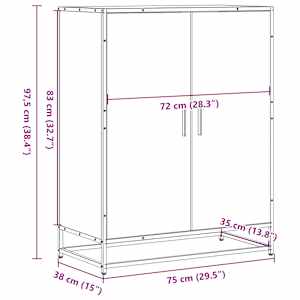 Botník kouřový dub 75 x 38 x 97,5 cm kompozitní dřevo a kov - obrázek 10