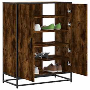 Omarica za čevlje dimljen hrast 75x38x97,5cm inž. les in kovina