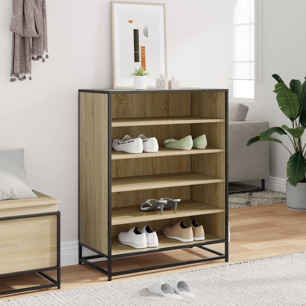 vidaXL Pantofar, stejar sonoma, 75x38x97,5 cm, lemn prelucrat/metal