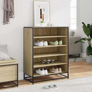 Botník dub sonoma 75 x 38 x 97,5 cm kompozitní dřevo a kov - obrázek 3