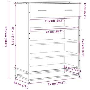 Botník kouřový dub 75 x 38 x 97,5 cm kompozitní dřevo a kov - obrázek 10