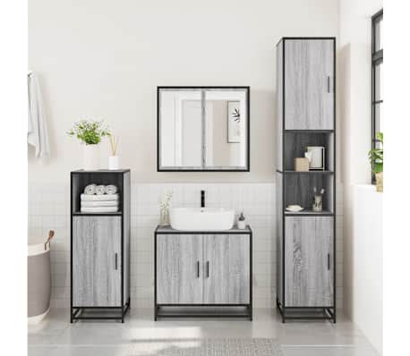 vidaXL Badkamerkast 35x37,5x188,5 cm hout en metaal grijs sonoma eiken