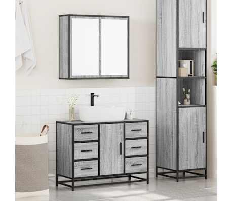 vidaXL 2 Piece Bathroom Furniture Set Grey Sonoma Engineered Wood