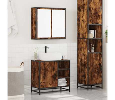 vidaXL Ensemble de meubles de salle de bain 2 pcs Ch&ecirc;ne fum&eacute;