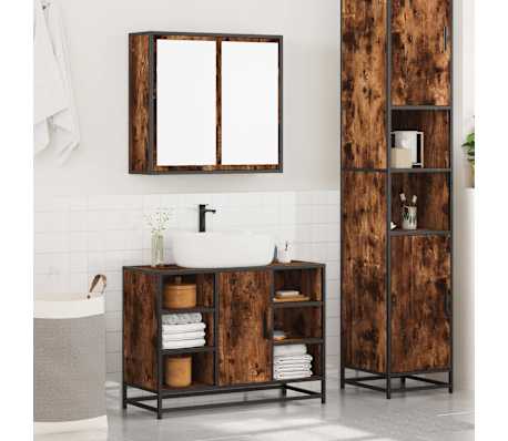 vidaXL 2-tlg. Badm&ouml;bel-Set R&auml;uchereiche Holzwerkstoff