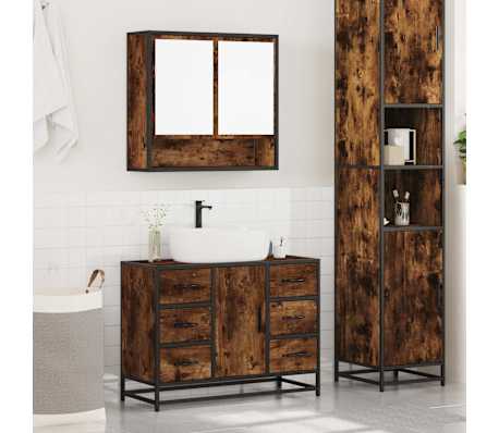 vidaXL 2-tlg. Badm&ouml;bel-Set R&auml;uchereiche Holzwerkstoff