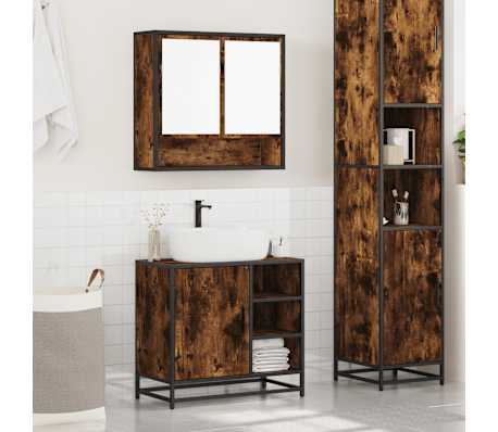 vidaXL 2-tlg. Badm&ouml;bel-Set R&auml;uchereiche Holzwerkstoff