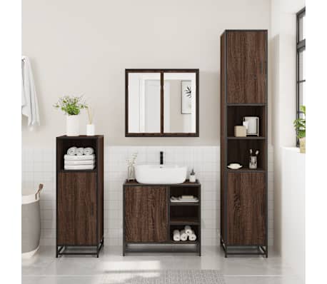 vidaXL Ensemble de meubles de salle de bain 3 pcs Ch&ecirc;ne marron