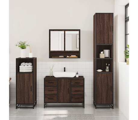 vidaXL Ensemble de meubles de salle de bain 3 pcs Ch&ecirc;ne marron